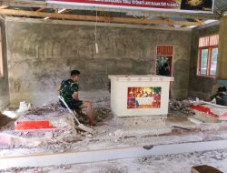 Program Karya Bakti TNI Rampungkan Rehabilitasi Gereja Jemaat Persiapan Agape Resort 35 Lahewa