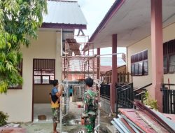 Babinsa Posramil Muara Dua Dampingi Revitalisasi SD Negeri 4, Progres Capai 47 Persen