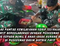 Satgas Yonif 123/Rajawali dan Puskesmas Basim Bagikan Makanan Bergizi untuk Ibu Hamil dan Balita di Kampung Basim