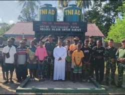 Satgas Yonif 123/Rajawali Bangun Sumur Bor di Gereja Katolik Paroki Hati Kudus Yesus Agham di kecamatan Mambioman Bapai Kabupaten Mappi