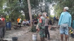 Semangat Kebersamaan Gotong Royong, Babinsa dan Warga Pengecoran Jembatan Jalur Desa
