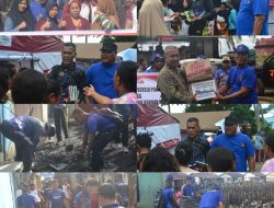 Ditpolairud Polda PBD Gelar Bhakti Sosial dan Gotong Royong Bantu Korban Kebakaran di Perumahan Nelayan Kota Sorong