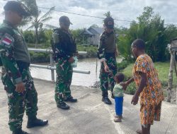 Pererat Kebersamaan dengan Warga Perbatasan, Satgas Yonif 123/Rajawali Gelar Anjangsana di Kampung Basim