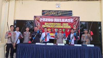 Polres Musi Rawas Utara berhasil amankan 2 tersangka pemilik senpi ilegal dan 8 senpi dalaam “Senpi musi 2026”