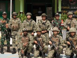 Satgas Pamtas RI-Malaysia Yonarmed 19/Bogani Terima Kunjungan Pegawai Memerintah Batalion Ketiga Rejimen Renjer Diraja Malaysia