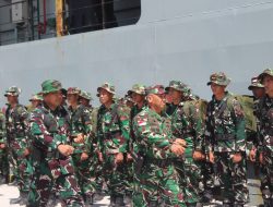 Dandim 1310/Bitung sebagai Danup Pada Upacara Pemberangkatan Karya Bakti Skala Besar Kodam XIII/Merdeka TA 2026 
