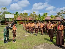 Bentuk Karakter Generasi Muda Perbatasan, Pos Kout Satgas Pamtas Yonarmed 13/Nanggala Berikan Pembekalan Wasbang dan Pramuka di SMPN 1 Ketungau Hulu