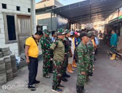 Danramil 03 Serengan Terjun Langsung & Semangati Satgas TMMD, Ormas, Warga Dalam Pengecoran Begesteng Sasaran Saluran Air