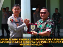 Danrem 143/HO Terima Kunjungan Silaturahmi Kapolda Sultra Beserta PJU Polda Sultra di Makorem 143/HO