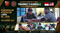 Tingkatkan Derajat Kesehatan di Ujung Negeri, Pos Kampung Jasa Satgas Pamtas Yonarmed 13/Nanggala Gelar Pelayanan Kesehatan Gratis