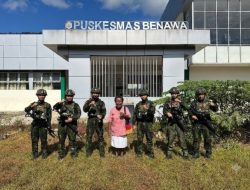 Wujudkan Kemanunggalan TNI-Rakyat, Satgas Yonif 645/GTY Gelar Pelayanan Kesehatan di Distrik Benawa