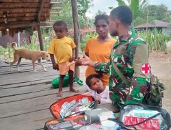 Wujud Kepedulian TNI, Satgas TMMD ke-129 Layani Pemeriksaan Kesehatan Masyarakat Wanam