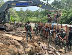 Bakti TNI untuk Rakyat, Pembangunan Jembatan Modular di Gunungsitoli Masuki Tahap Pengecoran Abutmen