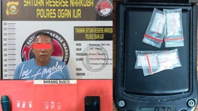 Satresnarkoba Polres Ogan Ilir Ringkus Residivis Pengedar Sabu, Polisi Sita Empat Paket Narkotika