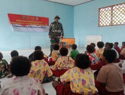 Satgas TMMD ke-129 Tanamkan Wawasan Kebangsaan Kepada Pelajar Kampung Wanam Merauke