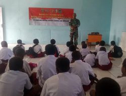 Satgas TMMD ke-129, Sosialisasikan Program MBG di SD YPPK ST. Pontianus Ngond WE Wanam