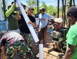 Kebersamaan TNI dan Masyarakat, Wujudkan Harapan Air Bersih di Semangga Merauke