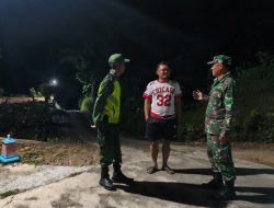 Patroli Malam, Anggota Koramil 18/Girimarto Bersama Linmas Jaga Keamanan Wilayah