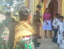 Satgas Pamtas RI-PNG Kewilayahan Yonif 645/Gardatama Yudha Pos Kotis Walesi Laksanakan Ibadah Bersama Masyarakat di Gereja Santo Paulus Walesi