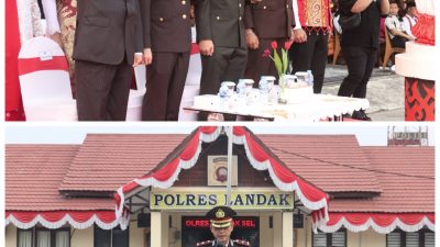 Personel Polres Landak Ikuti Upacara HUT ke-81 RI di Dua Lokasi