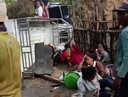 Pick Up Terguling di Tikungan Jembatan Jengki Sape, 17 Penumpang Luka-Luka
