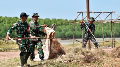 Jelang Festival Kali Maro, Personel Kodim 1707/Merauke Turun Langsung Bersihkan Kawasan Wisata