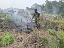 Aksi Cepat Tanggap, Pos Kout Satgas Yonarmed 13/Nanggala Bergerak Cepat Padamkan Karhutla di Wilayah Senaning
