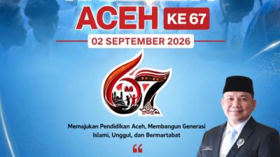 BNN Provinsi Aceh Mengucapkan Selamat Memperingati Hari Pendidikan Daerah (Hardikda) Aceh Ke-67