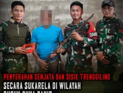 Satgas Pamtas RI Malaysia Yonarmed 19/Bogani Terima Penyerahan Senjata Rakitan dan Sisik Trenggiling dari Masyarakat