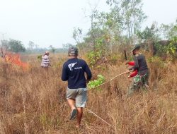 Kompak Padamkan Kebakaran, Babinsa Harapan Makmur, BPBD dan Warga Selamatkan Lingkungan dari Amukan Api