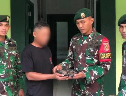 Satgas Pamtas Yonarmed 13/Nanggala Terima Penyerahan Sukarela ±1 Kg Sisik Trenggiling dari Warga Perbatasan