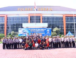 Rangkul Ojol dan Relawan Ambulans, Polres Gresik Gelar Apel HUT Lantas ke-71