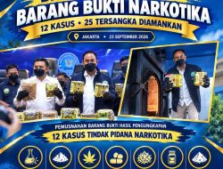 BNN RI Musnahkan Barang Bukti 12 Kasus Narkotika, 25 Tersangka Diamankan