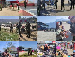 Satgas Pamtas RI-PNG Mobile Yonif 2 Marinir, Perindah Lapangan Karel Gobay dan Berbagi Berkah Jelang HUT TNI Ke-81