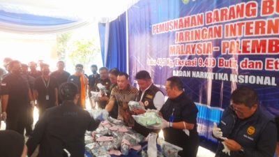 BNNP Sumsel Musnahkan 45,5 Kg Sabu dan 9.439 Ekstasi Jaringan Malaysia