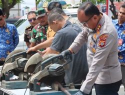 46 Knalpot Brong Ditertibkan Polres Aceh Tenggara, Sebagian Diubah Jadi Tugu Ikan Mas