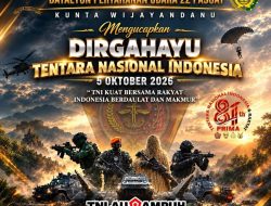 Keluarga Besar Yonhanud 22 Pasgat Ucapkan Dirgahayu TNI ke-81: TNI Kuat Bersama Rakyat
