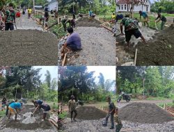 Matahari Belum Terbit, Satgas TMMD ke-130 Kodim 1808/Mansel Bersama Masyarakat Sudah Bergotong Royong Membangun Jalan