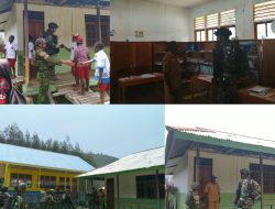 Satgas Habema Yonif 2 Marinir Sambangi Serta Dengarkan Keluh Kesah Guru dan Murid di Kampung Tuguwai