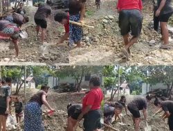 Hari Libur Tak Menghalangi Semangat, Mama-Mama Papua Ikut Bergotong Royong Bersama Satgas TMMD Ke-130