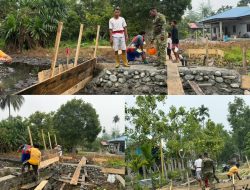 Satgas TMMD ke-130 Tetap Semangat Bangun Jembatan untuk Masyarakat Kampung Yamboi di Tengah Kabut Asap
