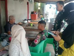 Satgas TMMD 130/Kodim 1416/Mu a Secara “door to door” Periksa Kesehatan Warga Kawite-wite