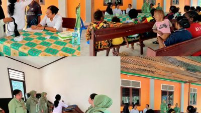 Peduli Kesehatan, Ibu-ibu Persit Gandeng Puskesmas Nuhuwei Berikan Pelayanan Kesehatan Gratis Bagi Warga Kampung Yamboi