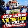 Tim gabungan BNN, Bareskrim Polri, Polda Sumatera Utara, dan Bea Cukai menggagalkan dugaan penyelundupan 1,16 ton sabu di Perairan Selat Malaka