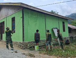 Kampung Yamboi Dihijaukan Oleh Tim Satgas TMMD ke-130 Kodim 1808/Mansel, Hidupkan Suasana Asri dan Nyaman